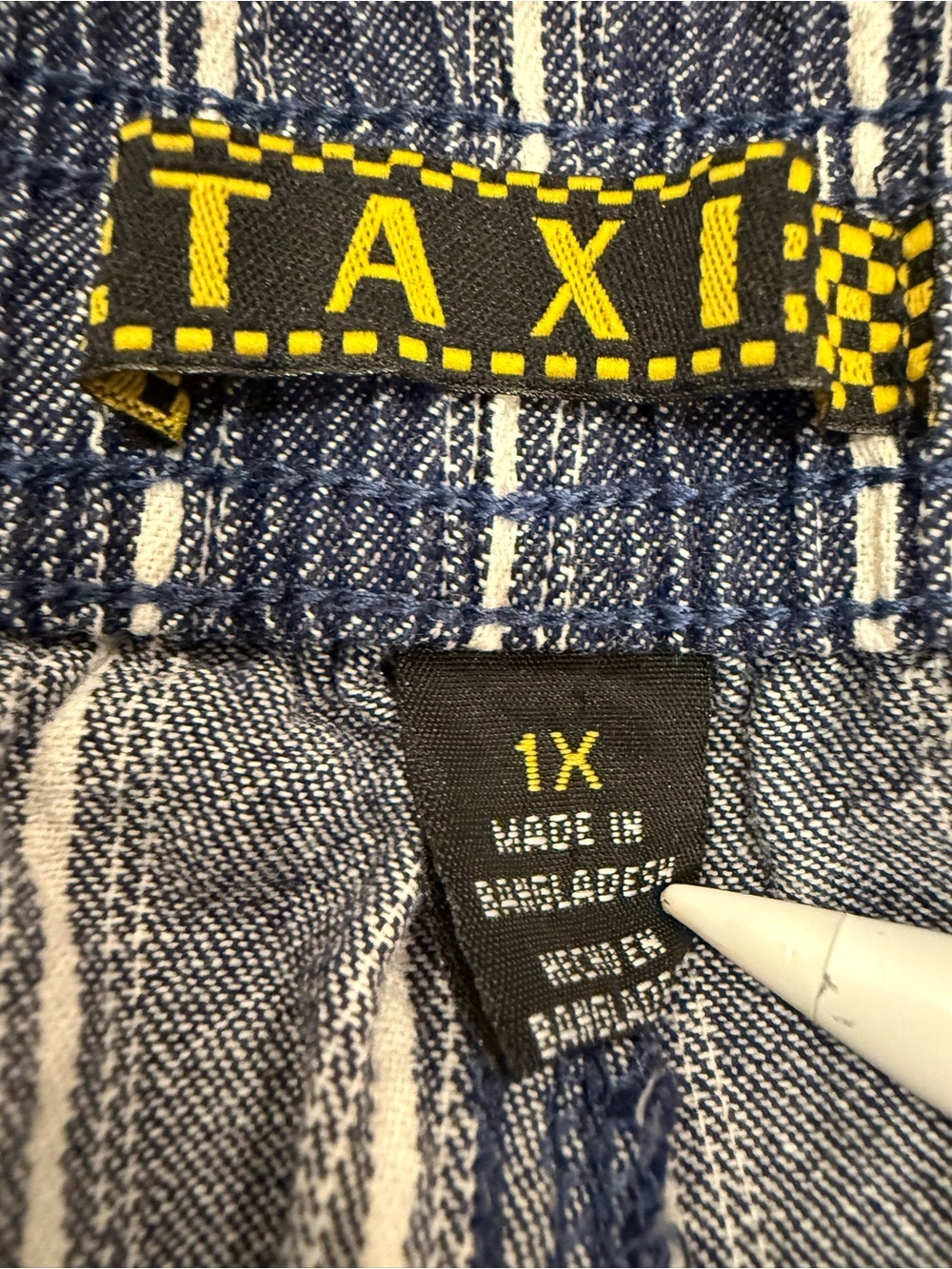 Taxi Brand Blue & White Vertical Striped Pleated Shorts 1X - Picture 3 of 4
